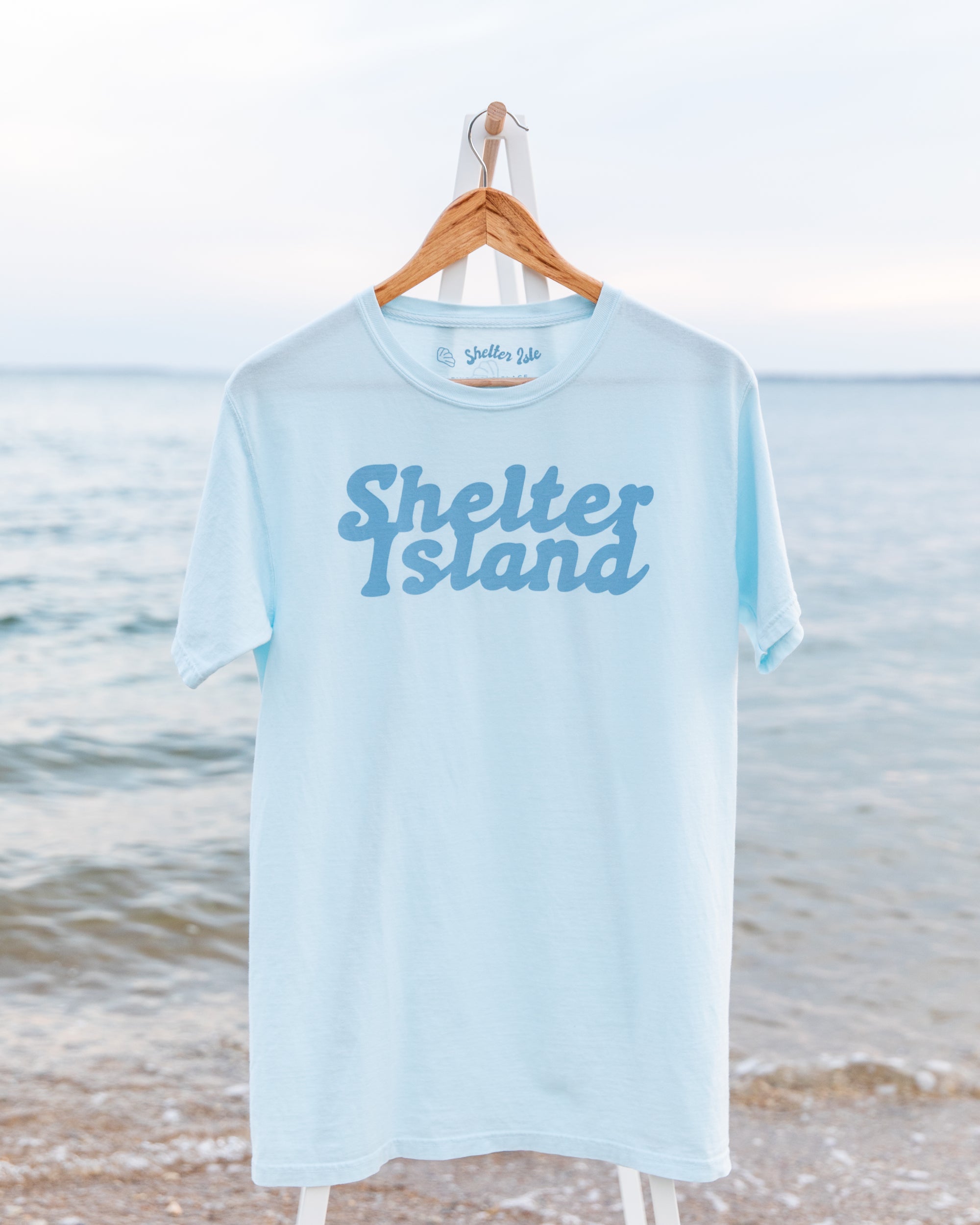 Short Sleeve Blue Sea Retro Shelter Island Tee by Shelter Island Online Clothing Boutique, Shelter Isle